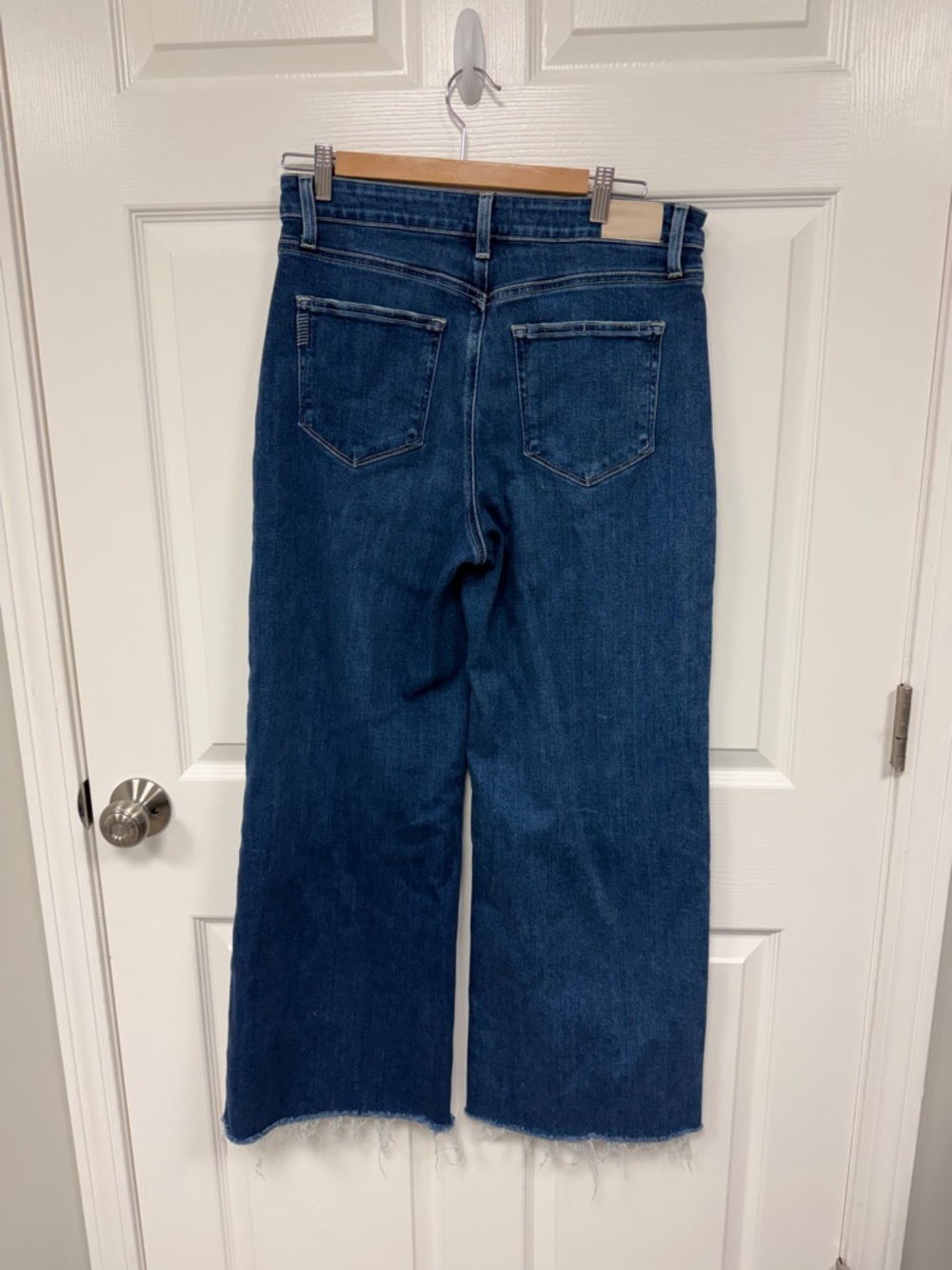 Paige Anessa 31”-  Raw Edge Women's Dark Blue Wide-Leg Jeans - Picture 2 of 4